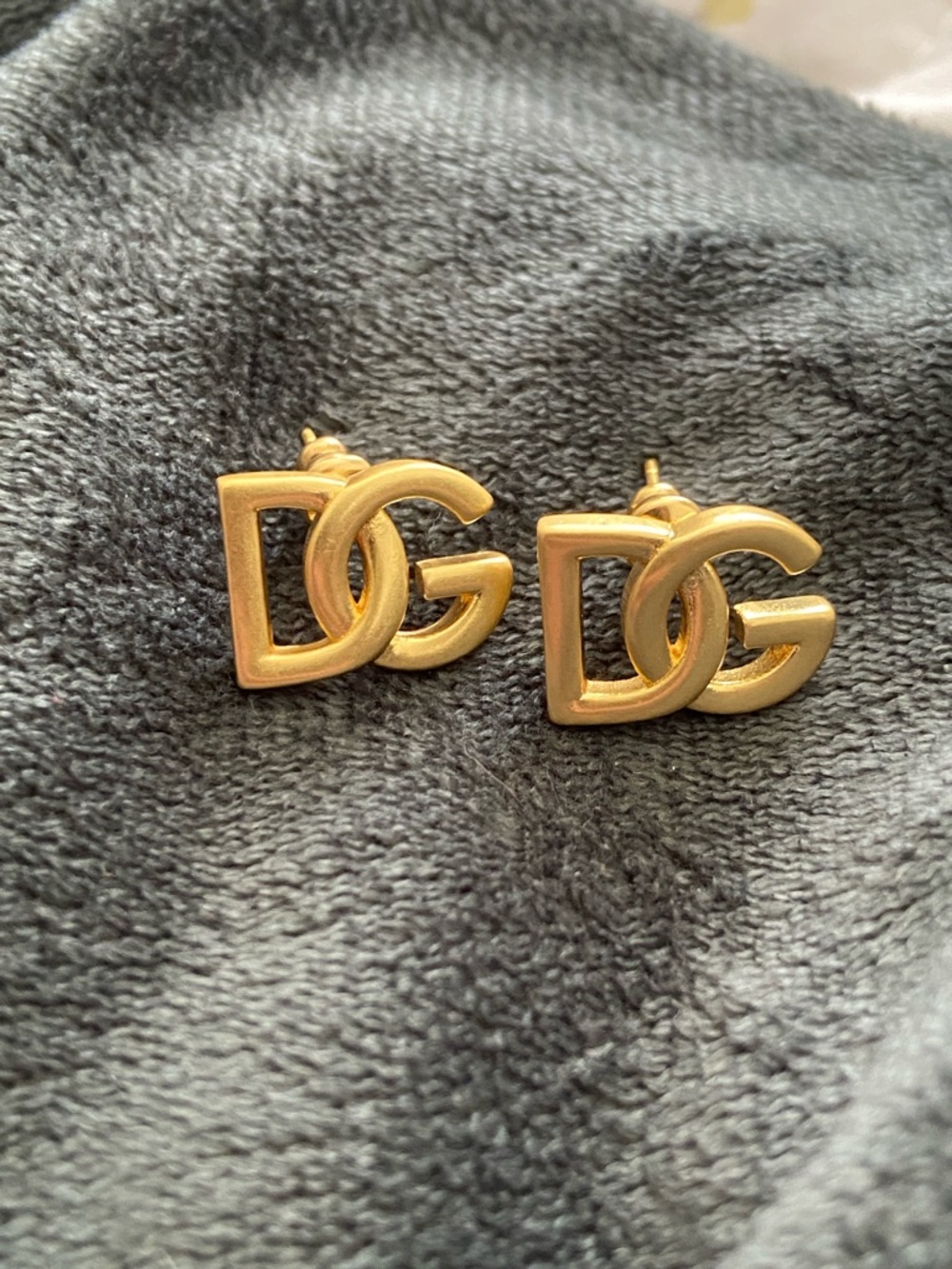 D&G Gold Logo Stud Earrings